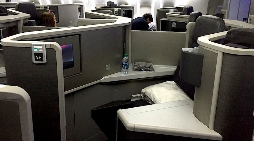 Looking across the cabin from my seat.