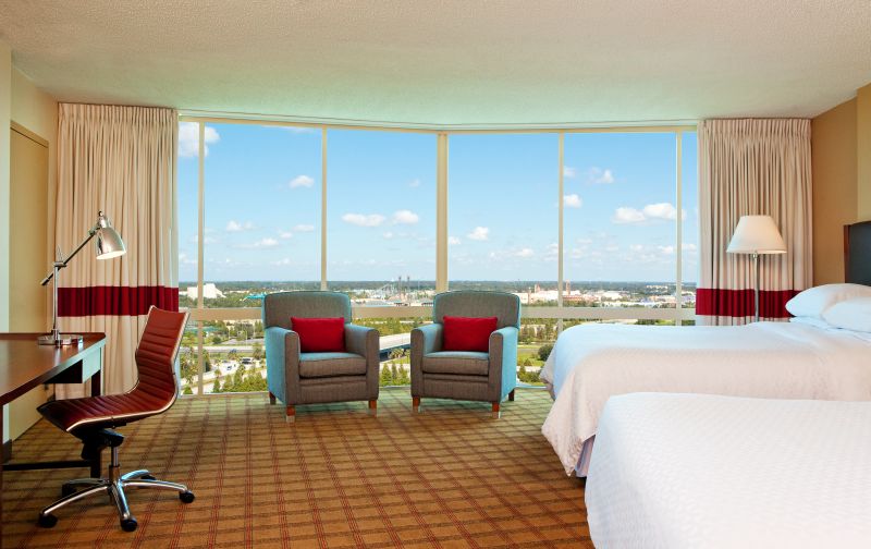 A deluxe room at the Four Points Orlando.
