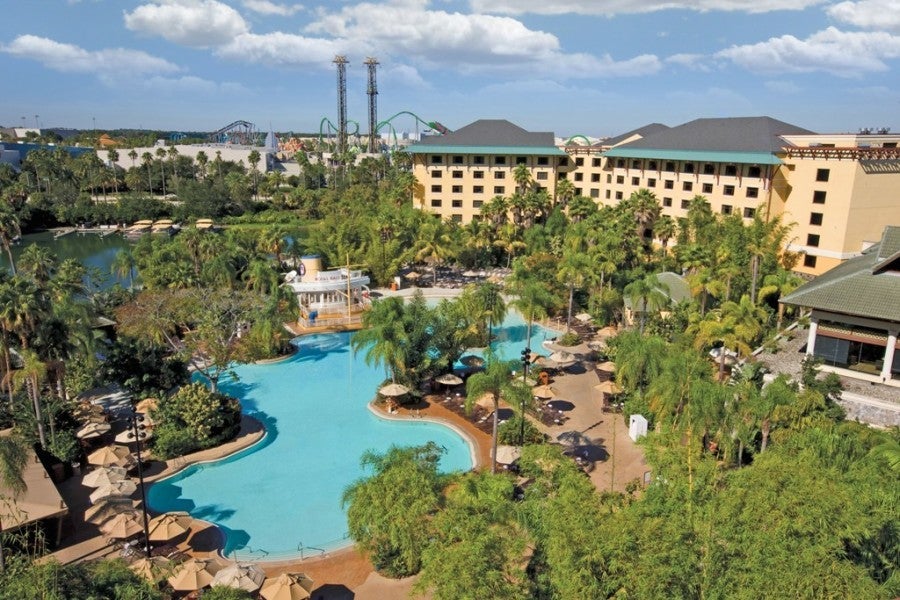 The pool area at the Loews Royal Pacific Resort.