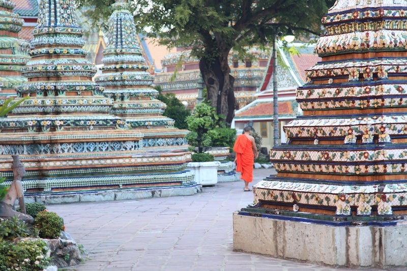 Buddhist monks stand out among the city's beautiful wats.