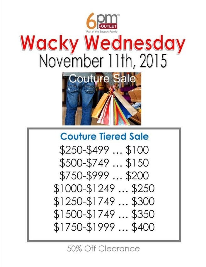 Wednesday is the wackiest day of the week here, with themed sales of 50% or less.