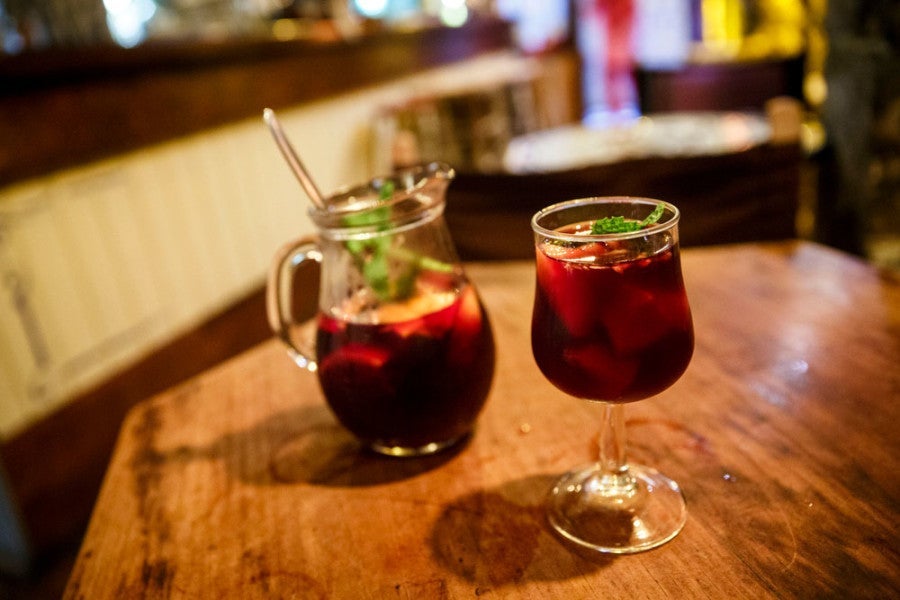 This pitcher of Sangria from Salterio, filled with fresh fruit and mint, was relaxing and delicious.
