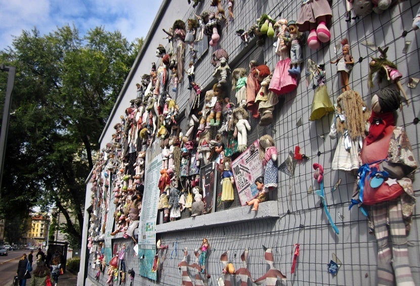 The Navigli district always has something interesting going on, like this wall of dolls.