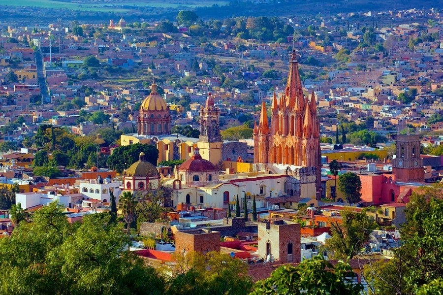 The spires and domes of San Miguel de Allende, Mexico. Photo courtesy of Wikipedia.