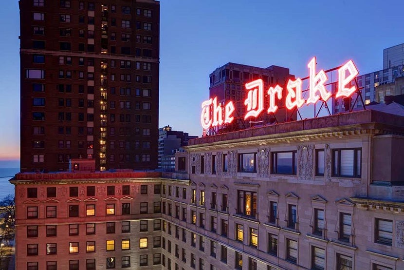 The exterior of the Drake Hotel in Chicago.
