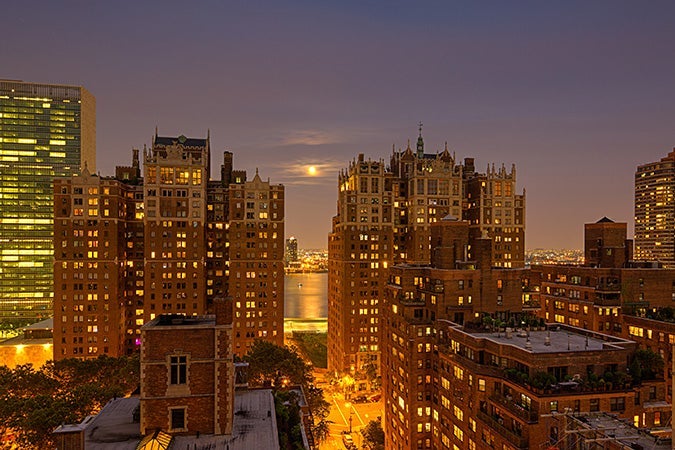 An exterior view of the Hilton Manhattan East.