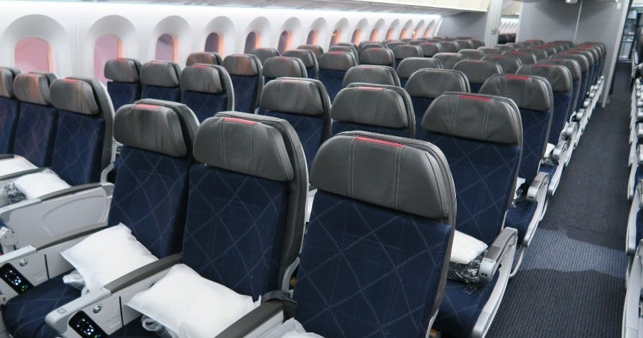 View of the Main Cabin Extra section and back towards standard economy seats.