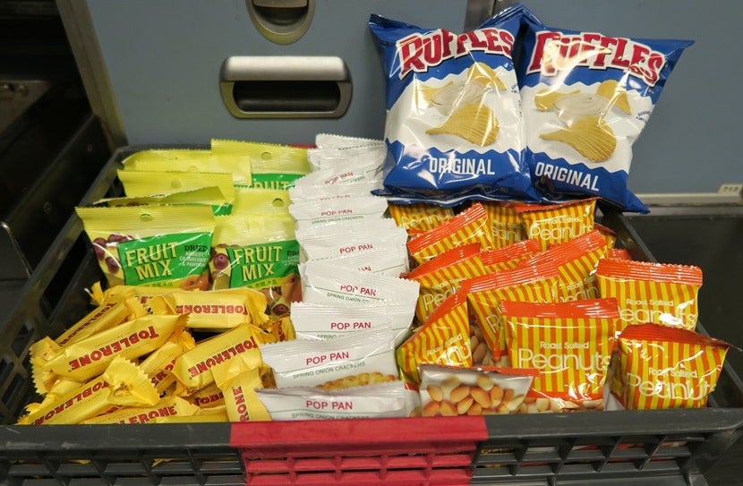 A well-stocked snack basket was available in the back galley for snacky passengers.