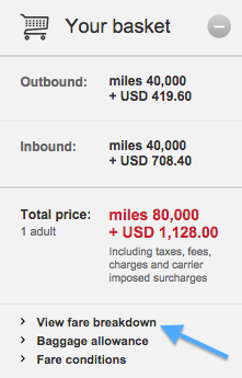 VS view fare breakdown