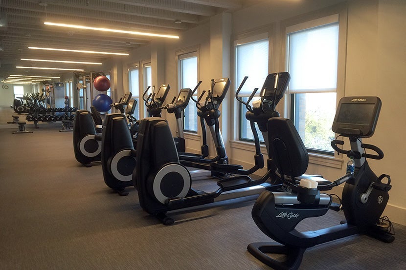 The well-appointed fitness center on the sixth floor.