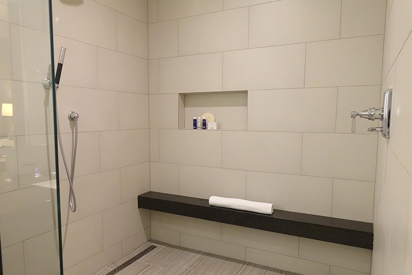 My parents' suite featured a larger shower than our room.