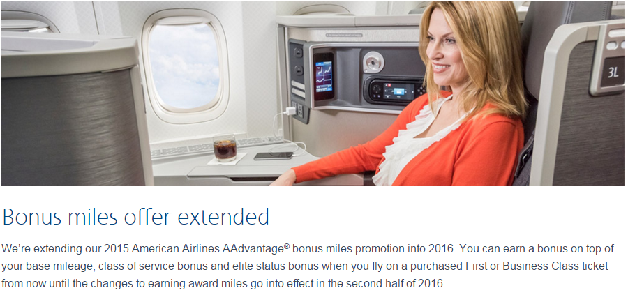 AA Bonus Miles for First and Business class promo extended