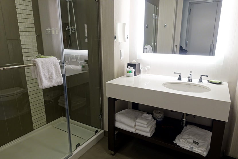 The simple, clean bathroom.