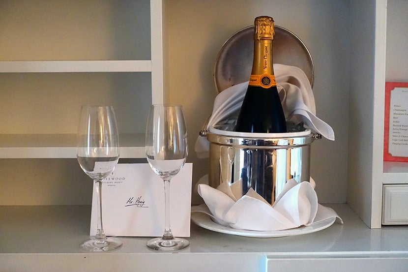 A full-size bottle of Veuve Clicquot Champagne: a wonderful gift that was perfect for New Year's Eve.
