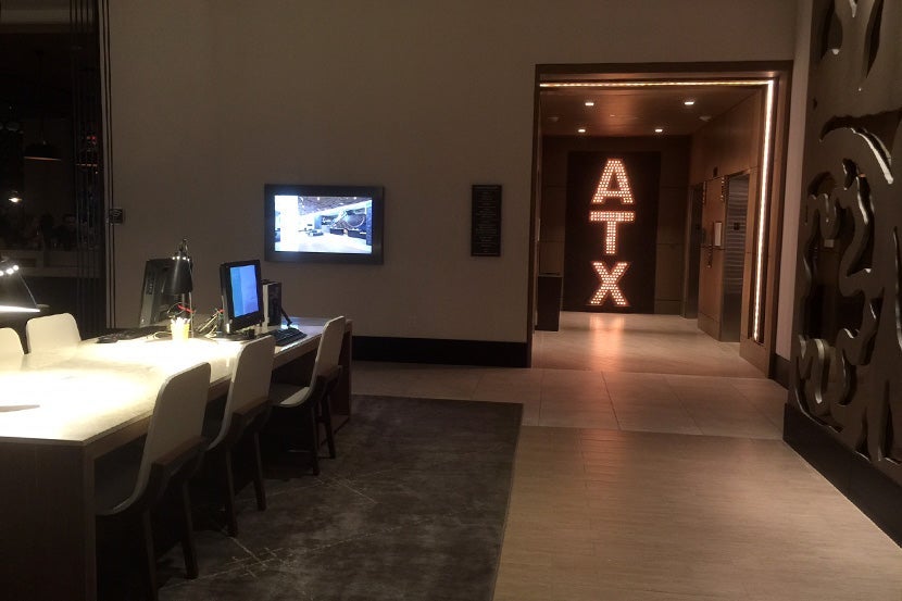 The view heading towards the elevators in the lobby.