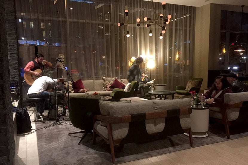 Live music in the lobby.