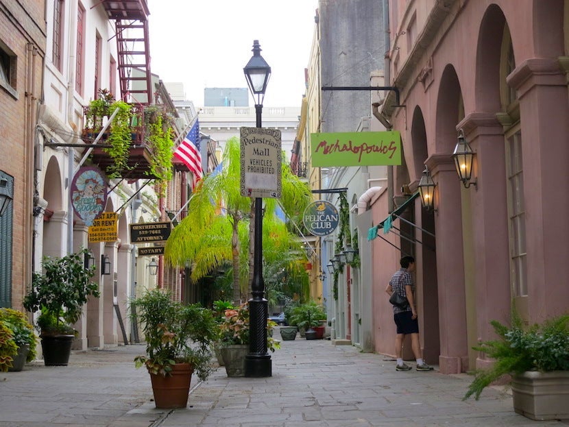 Pedestrian alleys like Exchange Place make perfect hideaways for hangover breakfasts.
