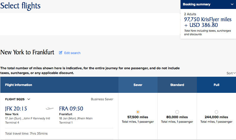 SIN JFK FRA