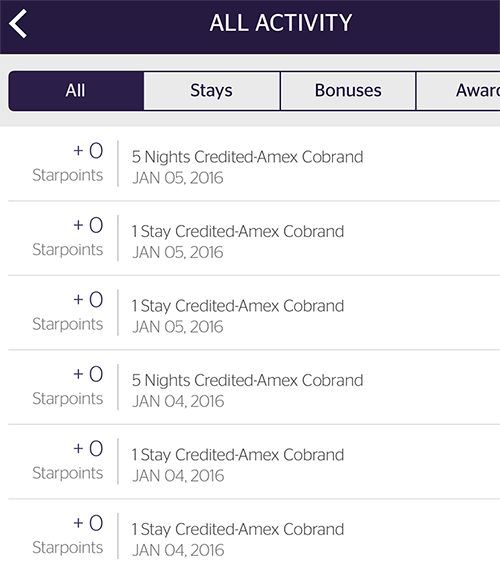 SPG STAY CREDITS
