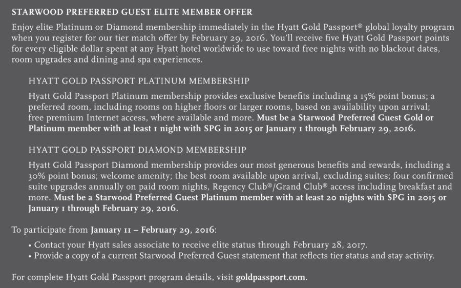 Hyatt's status match terms.