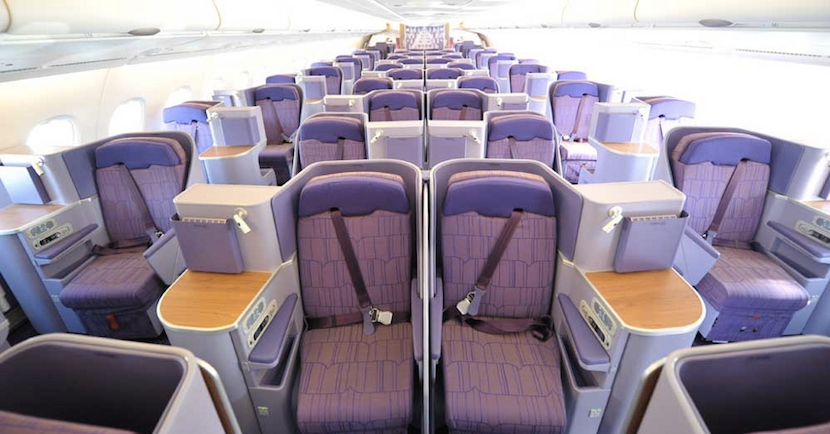 Thai's A380s have its latest business-class cabin. Photo source: Australian Business Traveller.