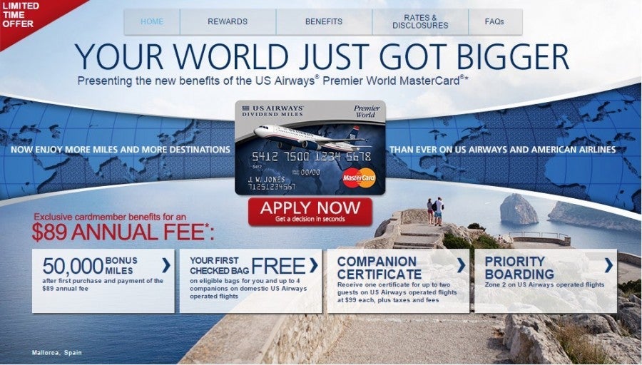 US Airways MasterCard 50,000 offer