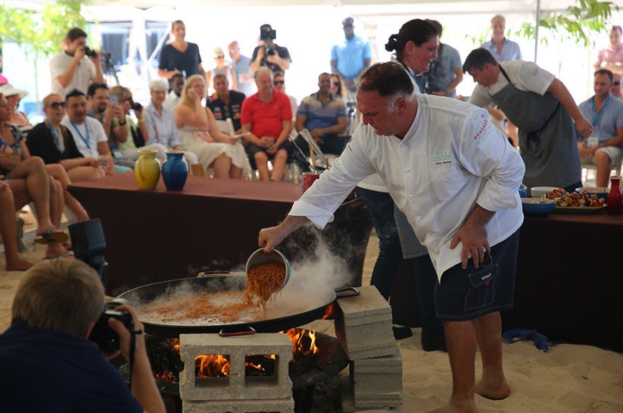 Jose Andre preparing the wonderful lobster paella.