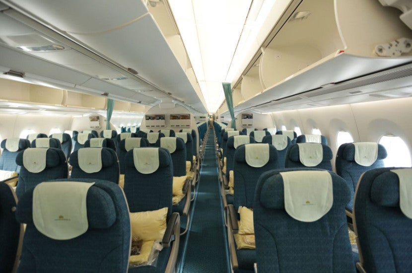 The premium economy cabin on Vietnam Airlines' A350.