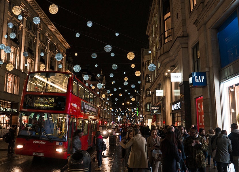 Decorative lights along Oxford Street during the holidays. Image courtesy of Mitch Berman and Kofi Lee-Berman.