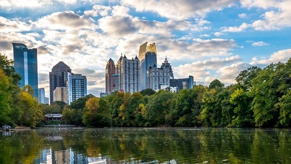 Atlanta downtown Piedmont lake banner shutterstock 347083418