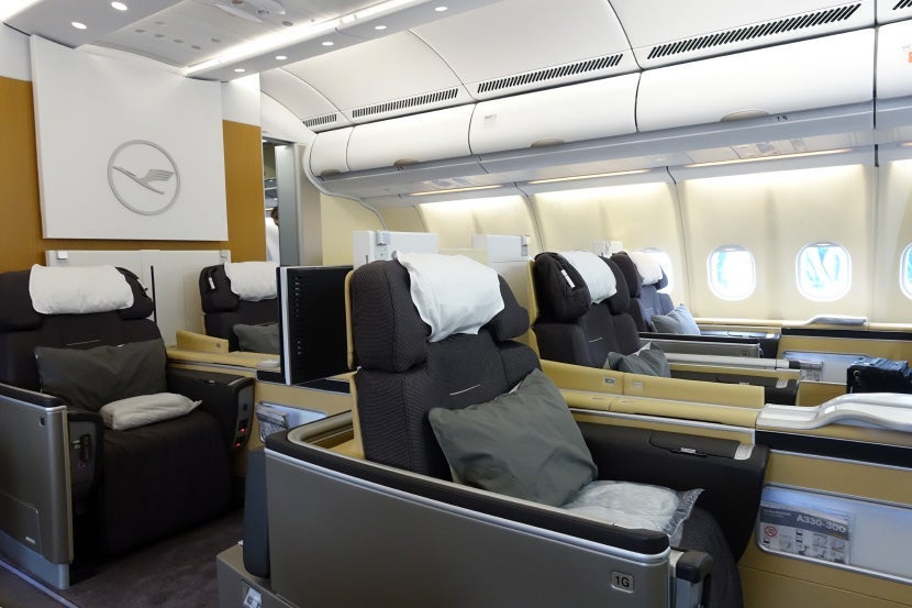Lufthansa's A330 first-class cabin.