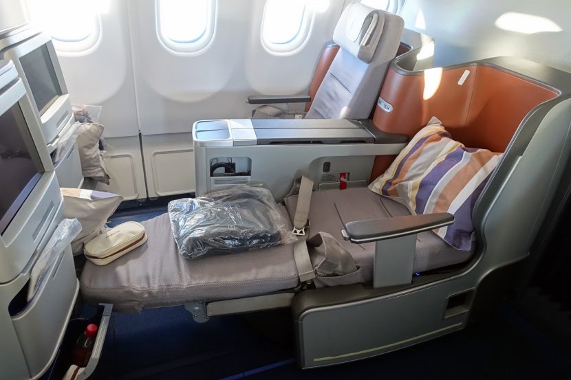 A business-class seat on Lufthansa's A330.
