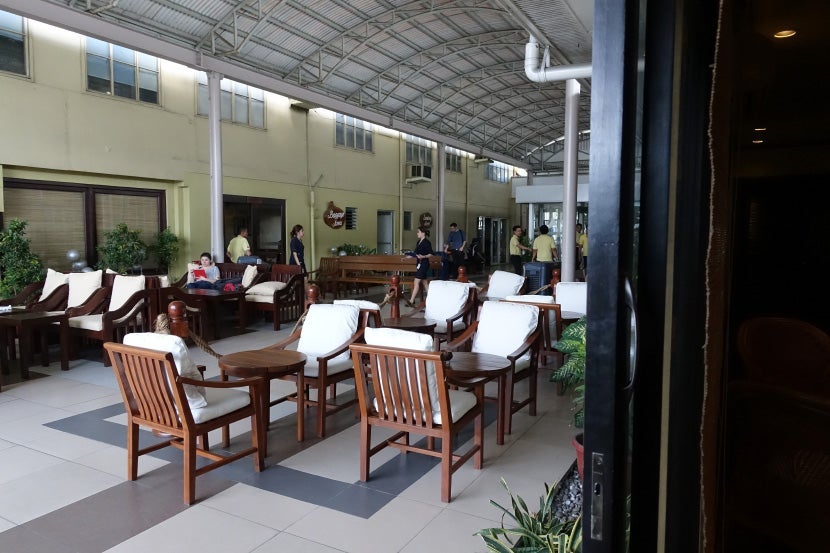 There's also an outdoor area in the Amanpulo Lounge.