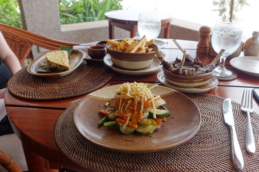 Lunch at the beach bar, which offers the best view of any of the island's restaurants.