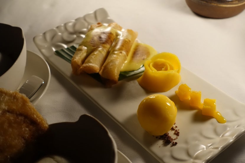 The mango trio dessert was delicious.