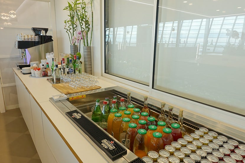 The drink selection isn't on par with what you'll find at premium airline lounges.