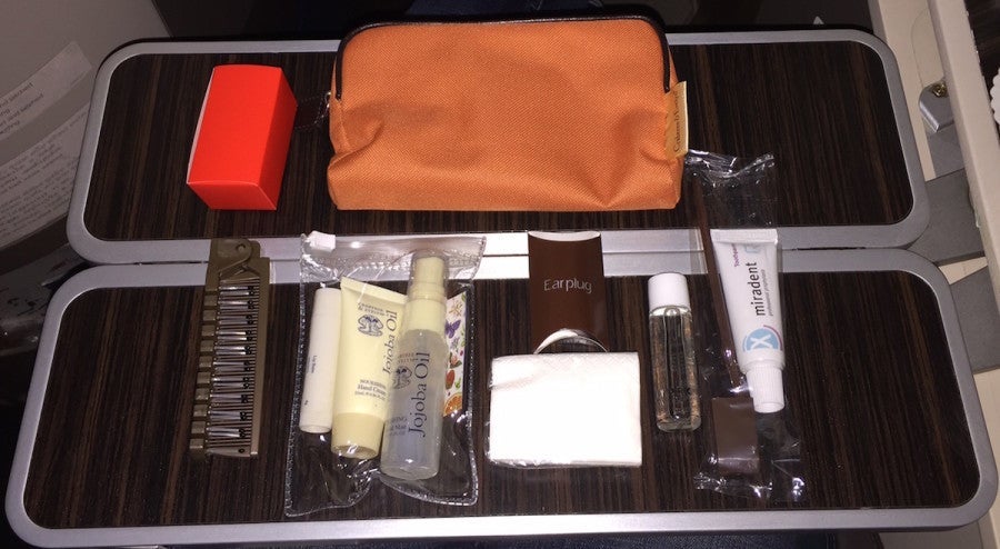 I was given an amenity kit shortly after takeoff.
