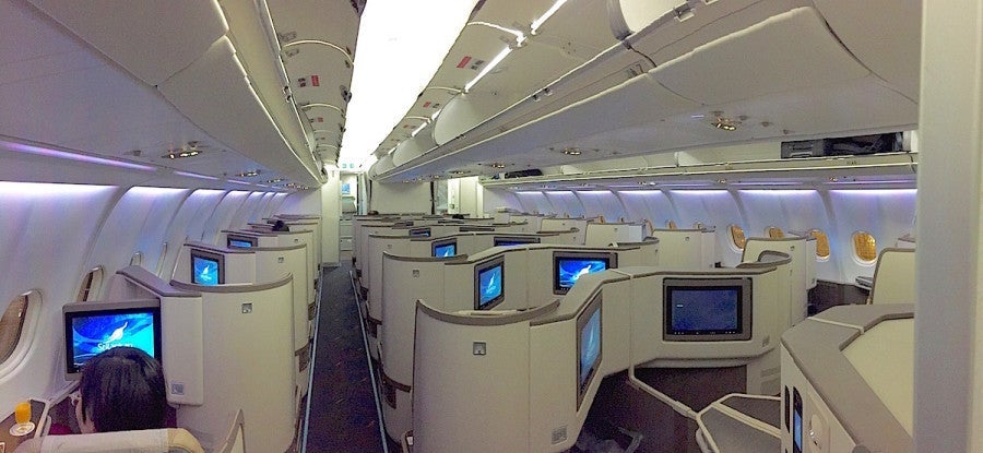 SriLankan's cabin looks a lot like Cathay's and American's.