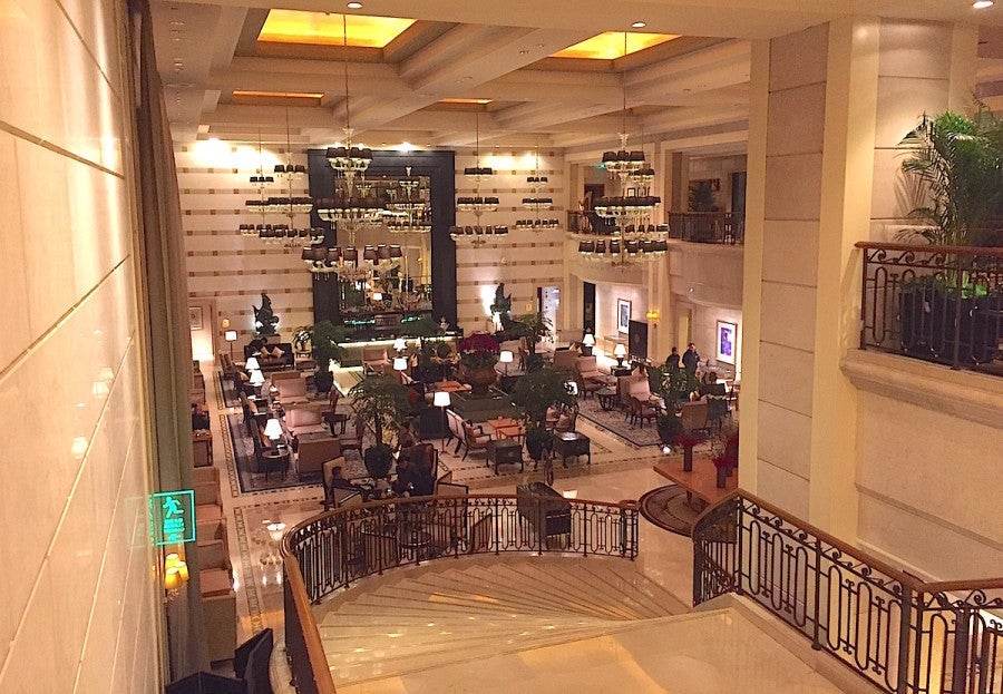 The lobby was rather grand and included the Garden Court restaurant.