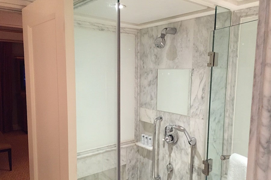 The shower took up a good portion of the room.