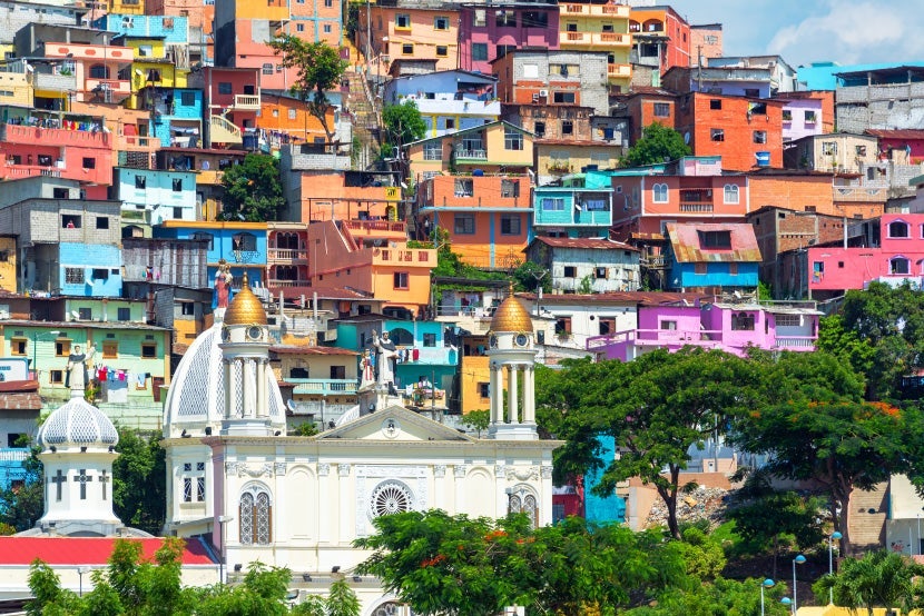 American and United consider Ecuador part of Northern South America, so it requires fewer miles.