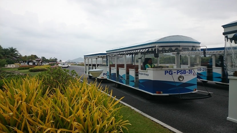 A Bangkok Airways tram at the Koh Samui airport.