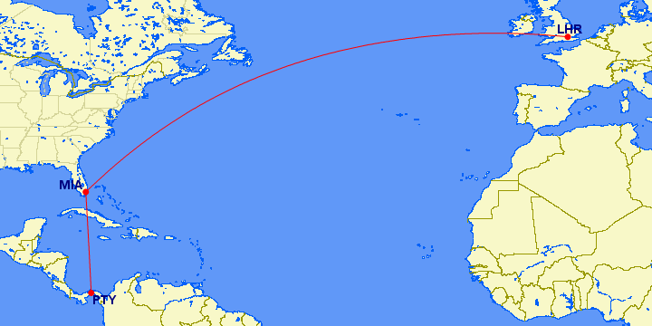 Pop through the US en route to Europe from Central America.