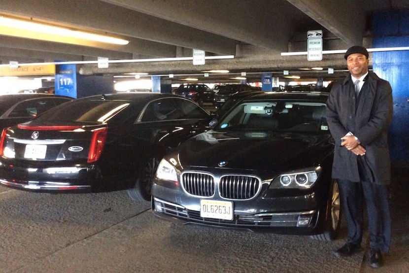 Arnaldo, my Etihad chauffeur, and his BMW 7 series.