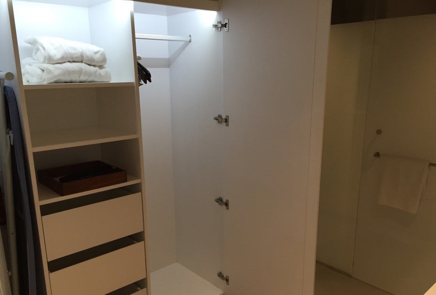 The bathroom cabinet was one of two in the room.
