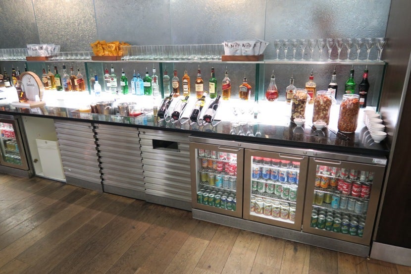 One of the self-serve bars in the British Airways Galleries Club Lounge South.