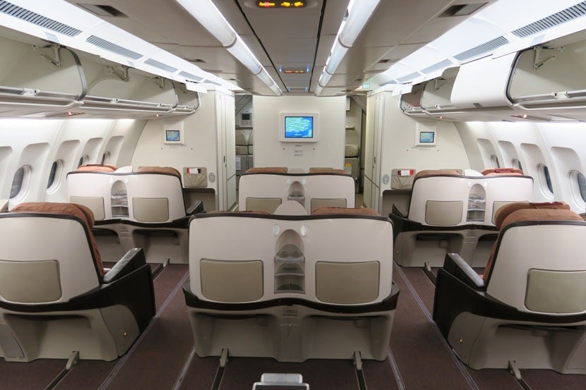 The business class cabin was empty when we boarded.