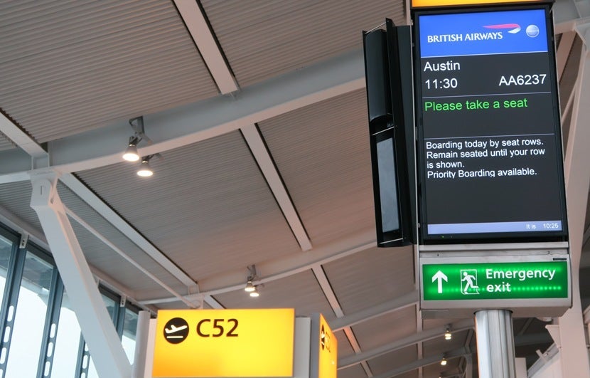 The LHR departure boards and gate signage are rather instructive.