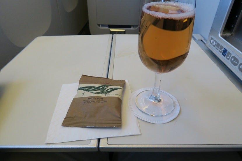 A bag of mixed nuts were served with drinks once we reached cruising altitude.
