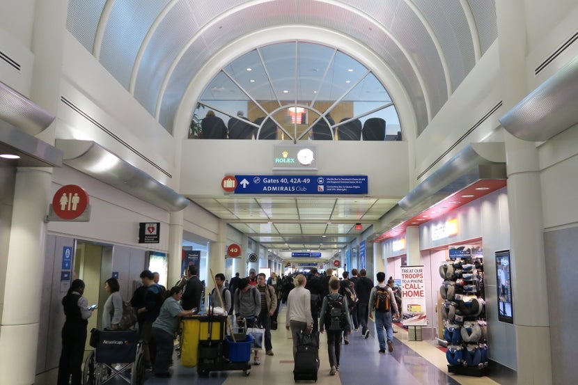 LAX Terminal 4, with the American Airlines Admiral's Club overhead.